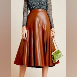 Anthropologie Maeve Mariska size 14 Faux Leather Midi Skirt